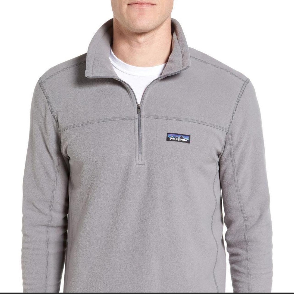 Patagonia micro D fleece 1/4 zip gray pullover sweater mens medium